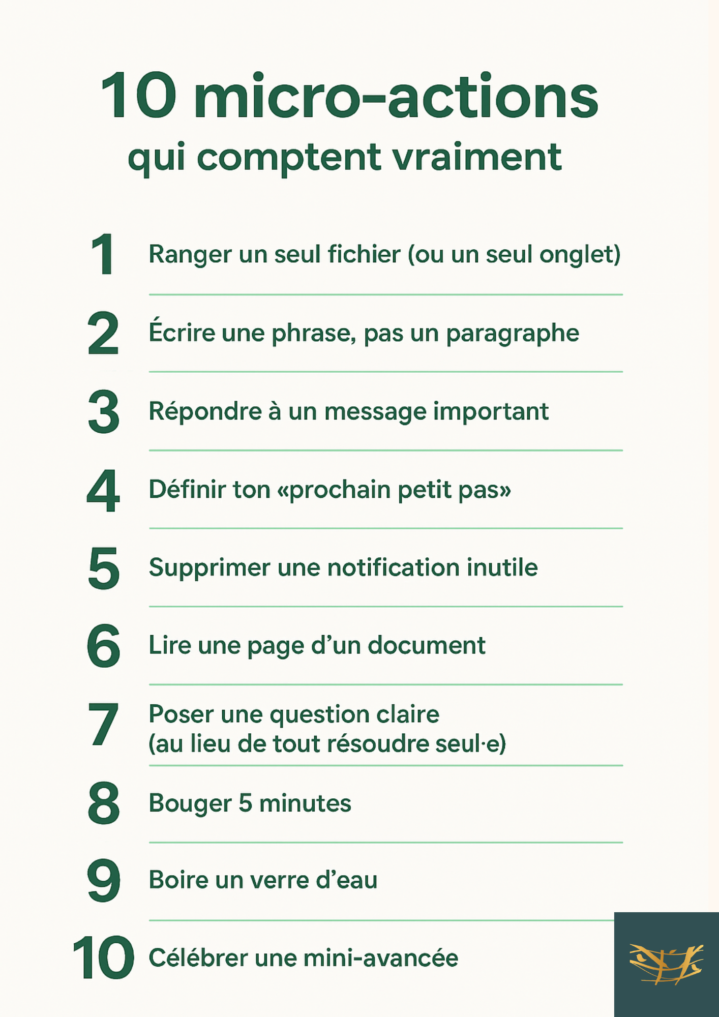 10 micro-actions qui comptent vraiment pour femme neurodivergente Onest Mindset