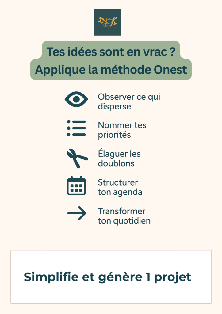 Trier ses idées pour choisir ton prochain projet - méthode Onest Mindset pour femme neurodivergente